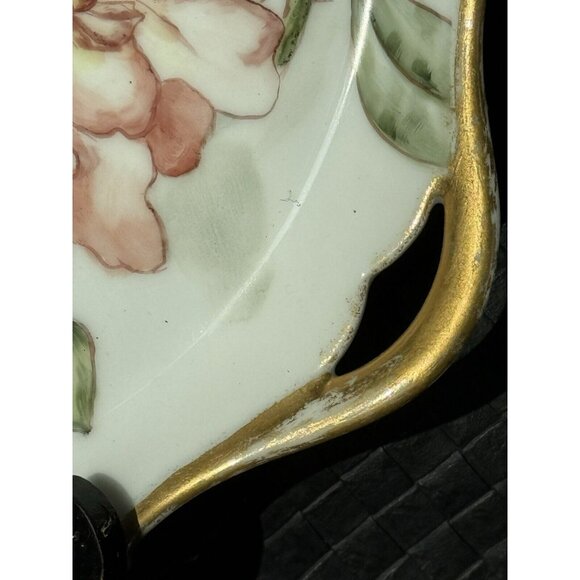 Jean Pouyat Limoges Cake Plate Thorny Roses 10 1/2” Antique c1891-1932 Cutouts - Picture 5 of 14